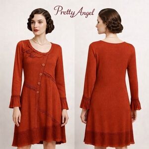 Pretty Angel, Gorgeous Soft Linen Blend Multi-Texture Unique Dress, EUC, Size M